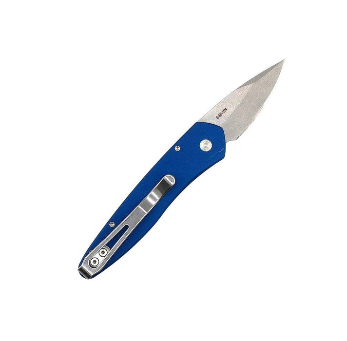 Pre-Owned Pro-Tech Half Breed Auto 3605-BLUE Handle Stonewash Blade