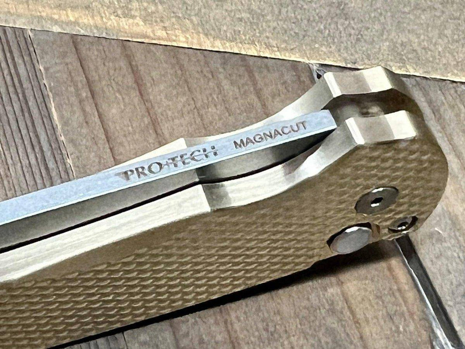 Pro-Tech 5311 Malibu Manual Flipper Knife 3.30" MagnaCut Stonewashed Wharncliffe Bronze Handle