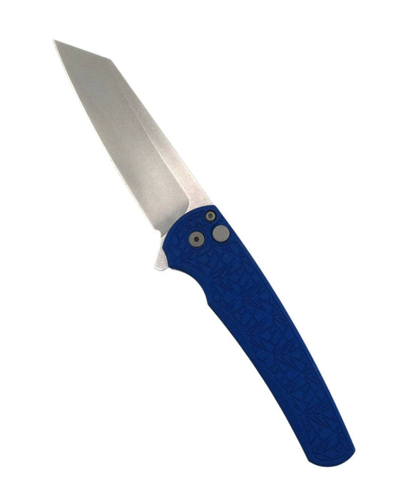 Pro-Tech 5405-BLUE Nexus Malibu Manual Flipper Knife 3.25" MagnaCut Stonewashed Reverse Tanto w/ Blue "Nexus" Aluminum Handles