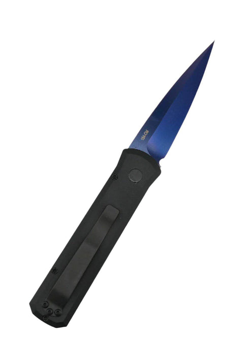 Pro-Tech 721-SB Godson Automatic Black Alum Handles w/ Sapphire Blue Blade (3.15" 154CM)