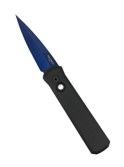 Pro-Tech 721-SB Godson Automatic Black Alum Handles w/ Sapphire Blue Blade (3.15" 154CM)