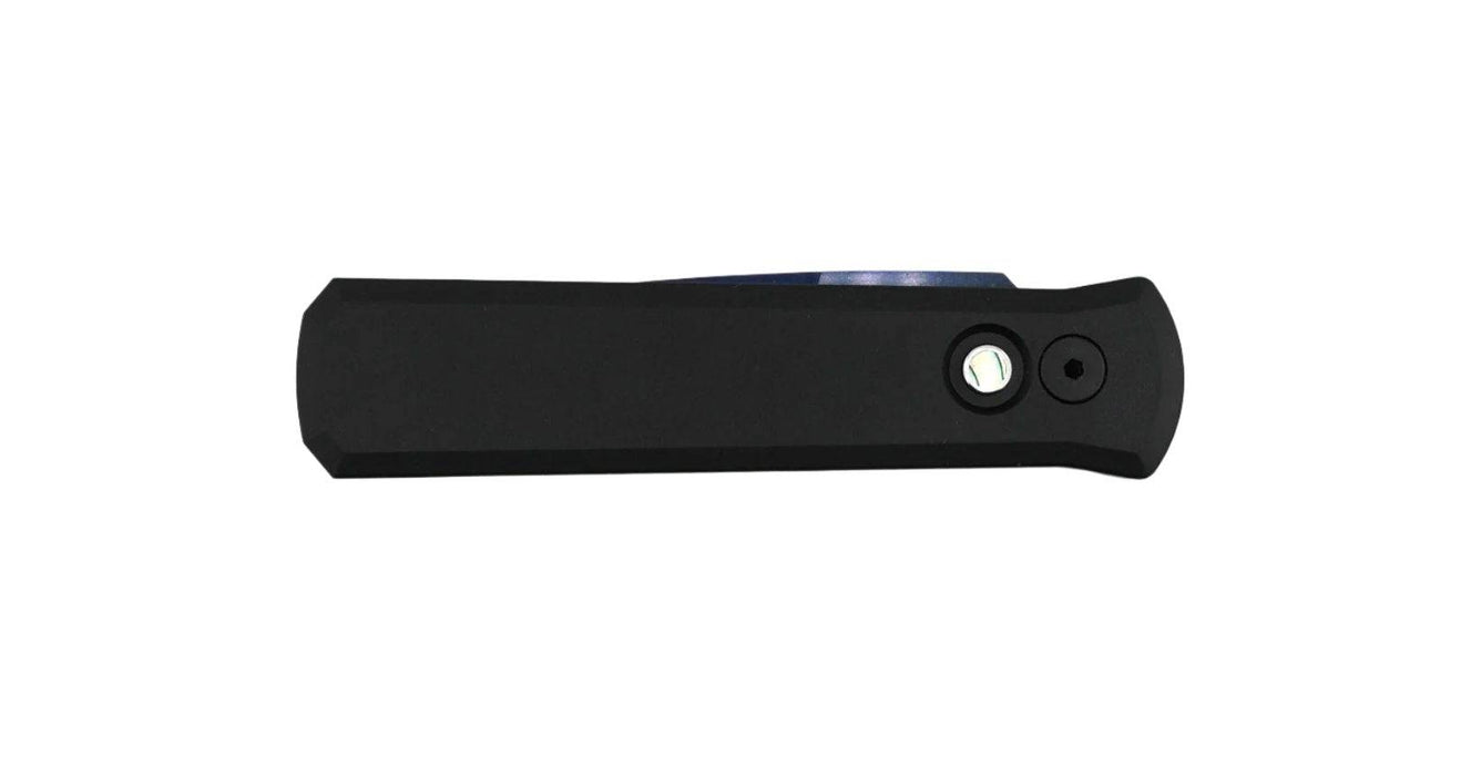 Pro-Tech 721-SB Godson Automatic Black Alum Handles w/ Sapphire Blue Blade (3.15" 154CM)