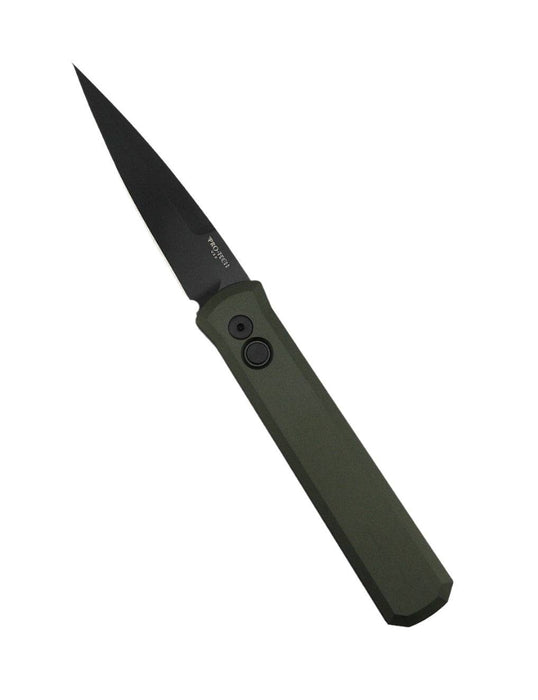 Pro-Tech 921-Green Godfather Auto Green Handle Black Blade Knife (4")