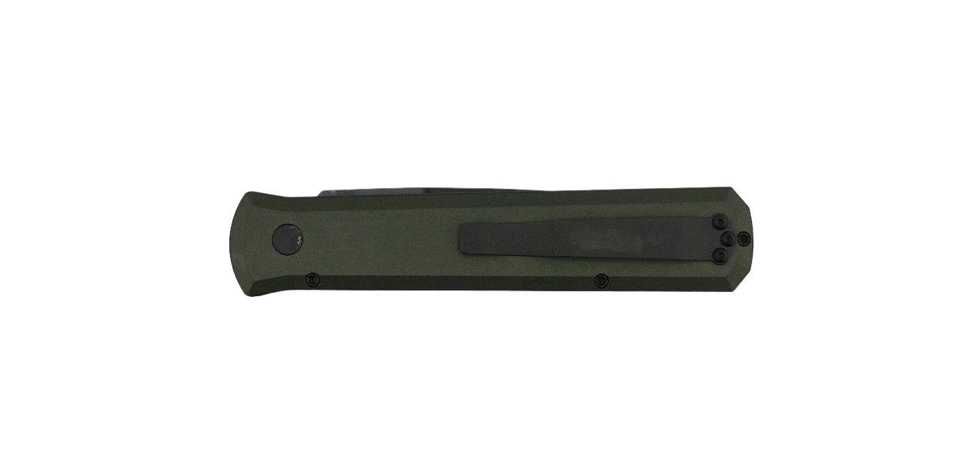 Pro-Tech 921-Green Godfather Auto Green Handle Black Blade Knife (4")