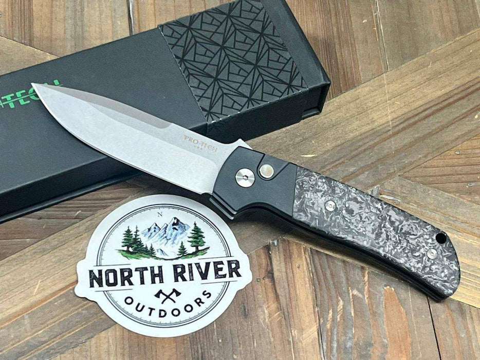 Pro-Tech Bob Terzuola ATCF Auto Folding Knife 3.5" Stonewashed MagnaCut Dark Matter FatCarbon Inlays