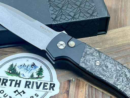 Pro-Tech Bob Terzuola ATCF Auto Folding Knife 3.5" Stonewashed MagnaCut Dark Matter FatCarbon Inlays