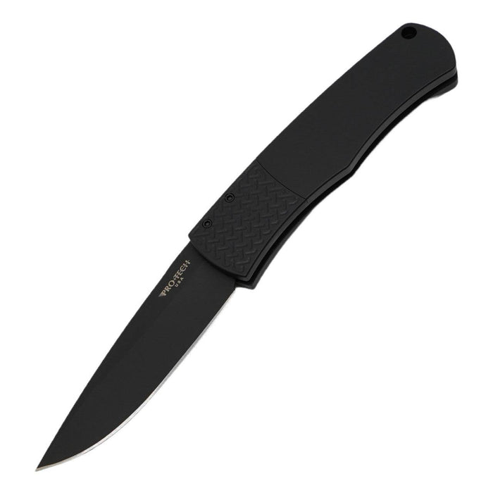 Pro-Tech BR-1.7 Magic Black Handle Textured Black Bolster DLC Plain Edge Blade (USA)