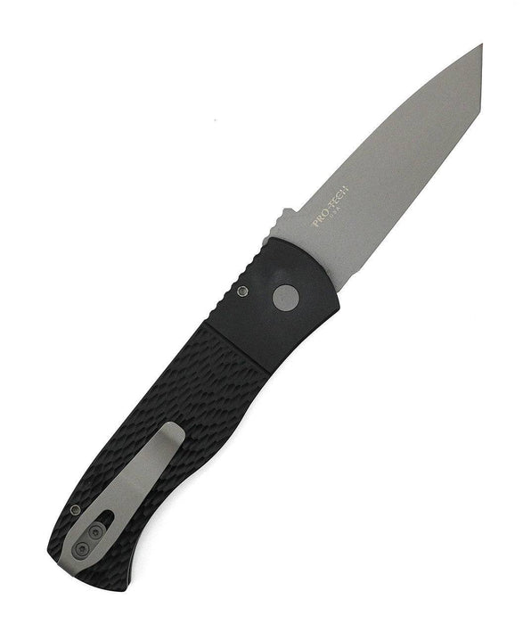 Pro-Tech E7T05 Emerson CQC7 Auto Folding Knife 3.25" 154CM Tanto Plain Blade Black Jigged Handles