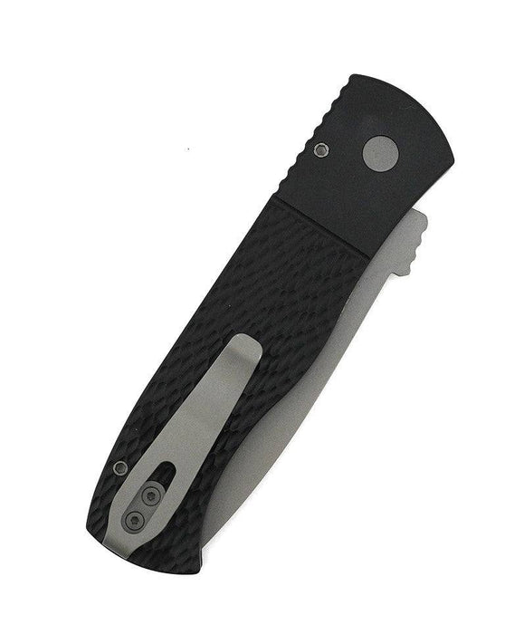 Pro-Tech E7T05 Emerson CQC7 Auto Folding Knife 3.25" 154CM Tanto Plain Blade Black Jigged Handles