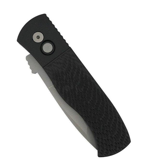 Pro-Tech E7T05 Emerson CQC7 Auto Folding Knife 3.25" 154CM Tanto Plain Blade Black Jigged Handles