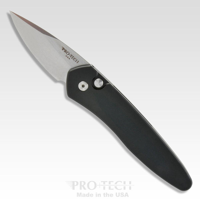 Pro-Tech Half Breed Auto 3605 Black Handle Stonewash BLade