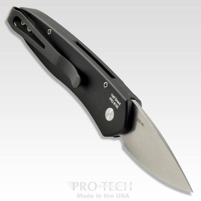 Pro-Tech Half Breed Auto 3605 Black Handle Stonewash BLade