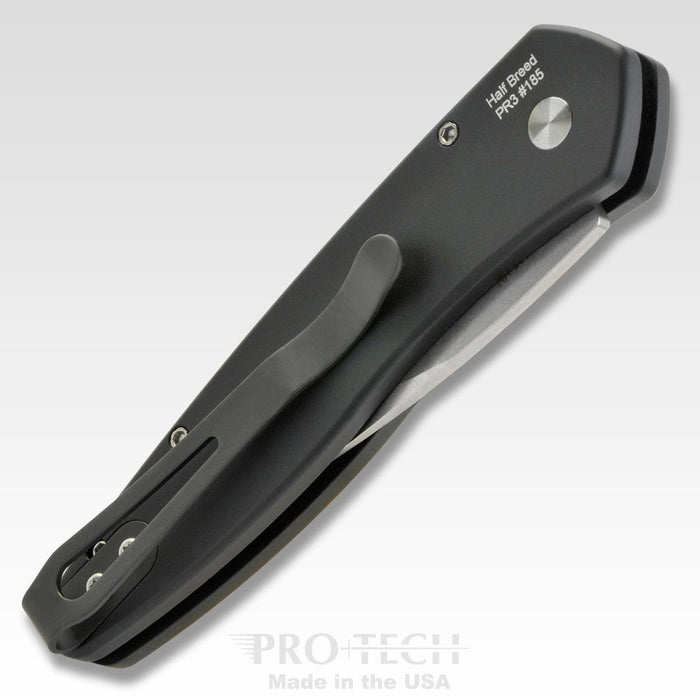 Pro-Tech Half Breed Auto 3605 Black Handle Stonewash BLade