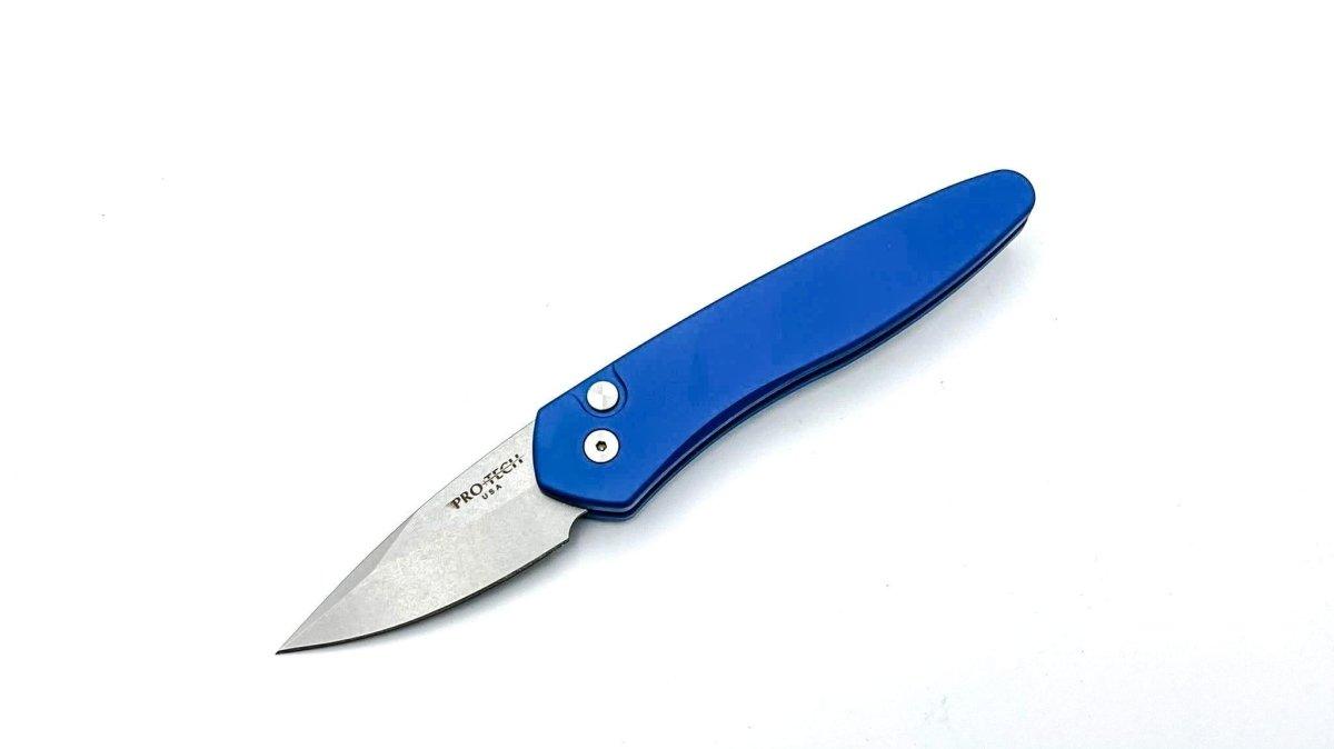 Pro-Tech Half Breed Auto 3605-BLUE Handle Stonewash BLade