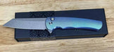 Pro-Tech Malibu 5241 Blue Titanium Custom Reverse Tanto Flipper