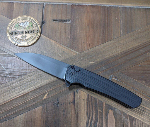 Pro-Tech Malibu All Black MagnaCut Wharncliffe Dragon Scale Flipper Knife (3.3" DLC)