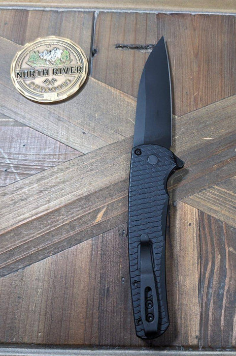 Pro-Tech Malibu All Black MagnaCut Wharncliffe Dragon Scale Flipper Knife (3.3" DLC)