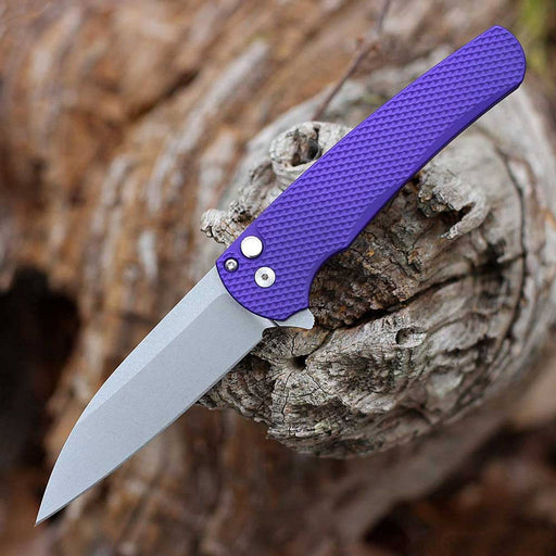 Pro-Tech Malibu Blade Show Texas Manual Flipper Knife 3.30" MagnaCut Purple