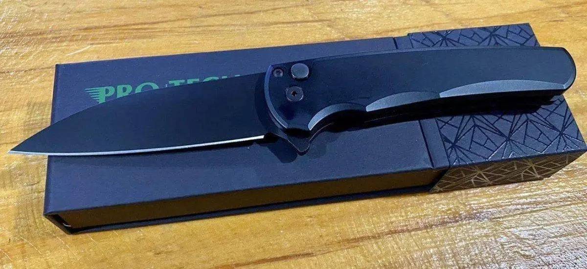 Pro-Tech Malibu Wharncliffe Flipper Knife (3.3" DLC)