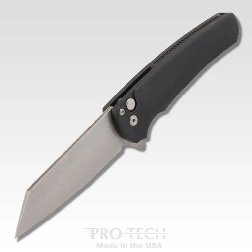 Pro-Tech Malibu Wharncliffe Plunge Lock Flipper Knife Black (3.3" Stonewash)