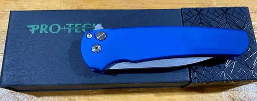 Pro-Tech Malibu Wharncliffe Plunge Lock Flipper Knife Blue (3.3" Stonewash)