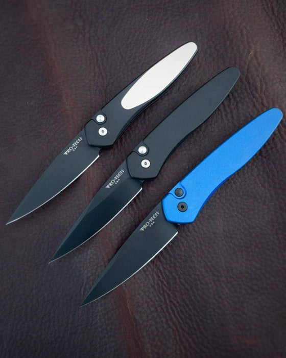 Pro-Tech Newport 3407-BLUE Auto Knife Black (3") (Blue Handle)