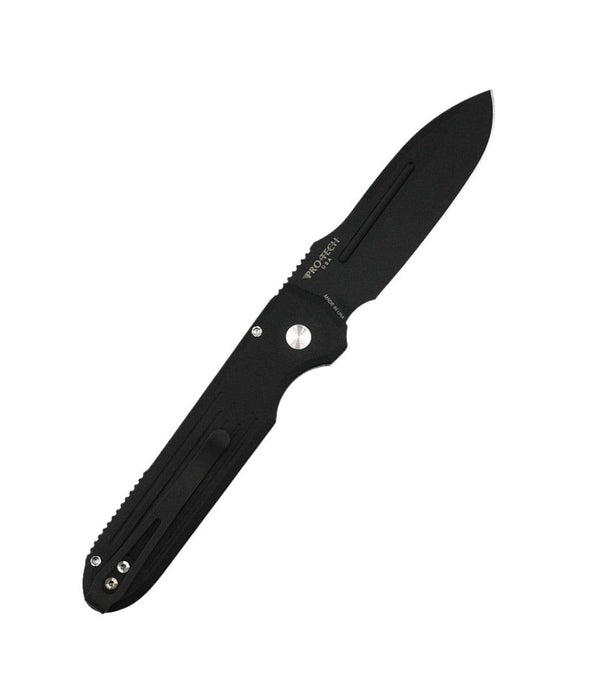 Pro-Tech Prometheus Design Werx Invictus Auto Folder Black Blade Black Handle Red G10 Push Button