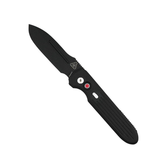 Pro-Tech Prometheus Design Werx Invictus Auto Folder Black Blade Black Handle Red G10 Push Button