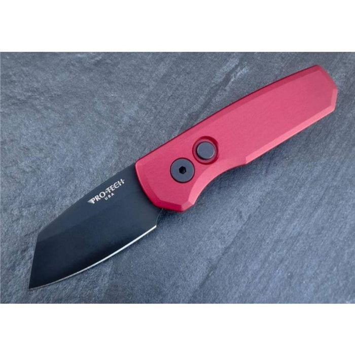 Pro-Tech Runt 5 R5403-RED Black Magnacut DLC Reverse Tanto Red Handles (USA)