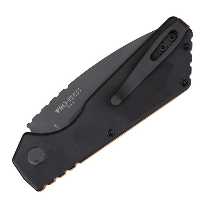 Pro-Tech Strider PT203 Auto Black Magnacut DLC Black Drop Point (USA)