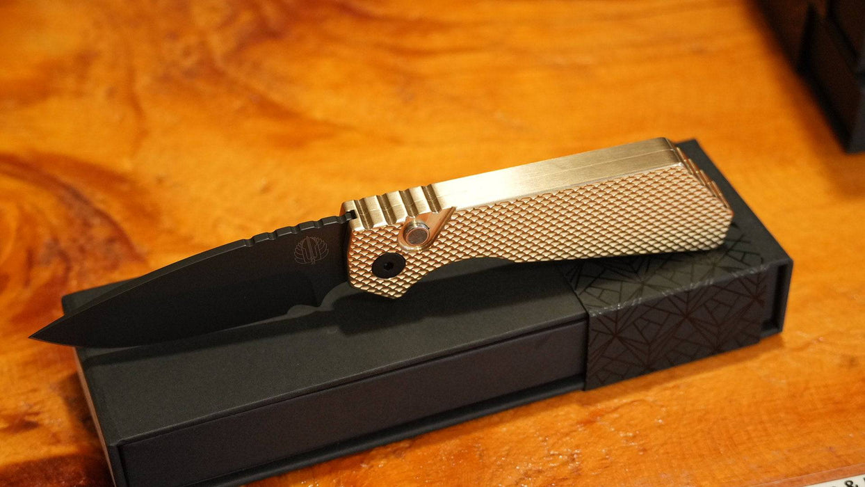 Pro-Tech Strider PT236 PT+ Auto Folding Knife 3.05" MagnaCut Black DLC Drop Point Blade AlBronze Bronze Handles