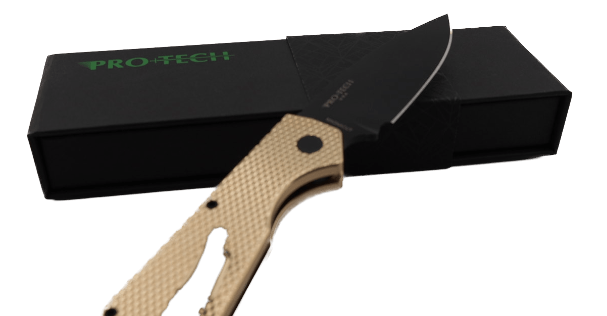 Pro-Tech Strider PT236 PT+ Auto Folding Knife 3.05" MagnaCut Black DLC Drop Point Blade AlBronze Bronze Handles