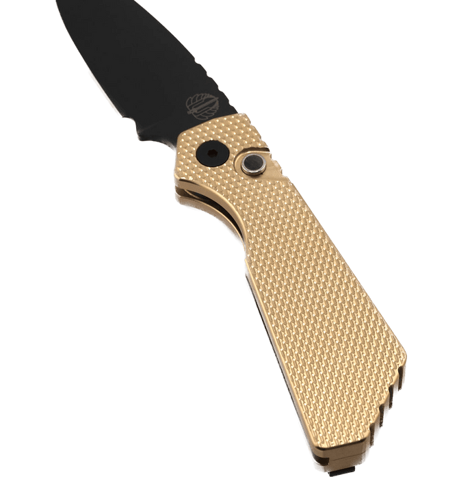 Pro-Tech Strider PT236 PT+ Auto Folding Knife 3.05" MagnaCut Black DLC Drop Point Blade AlBronze Bronze Handles