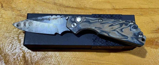 Pro-Tech Strider SnG Custom Auto Camo G-10 Damascus Blade Pearl Button 2436-DAMASCUS