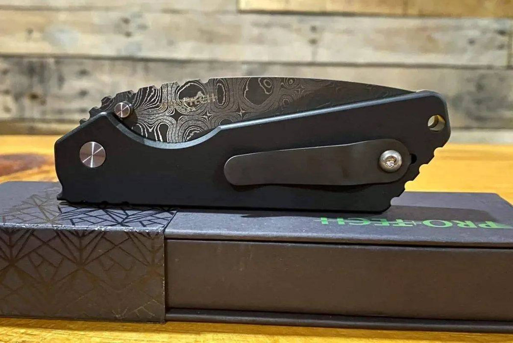 Pro-Tech Strider SnG Custom Auto Camo G-10 Damascus Blade Pearl Button 2436-DAMASCUS