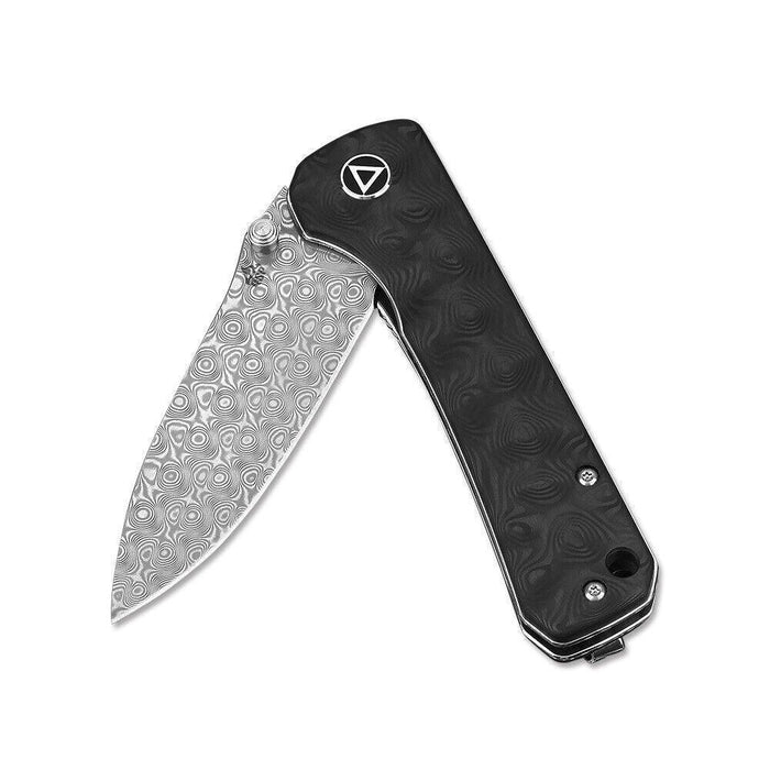 QSP Hawk QS131-A Folding Knife 3.225" Damascus Carbon Fiber