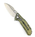 Custom Reate T6000 Frame Lock Flipper Knife 3.1" M390 Belt Satin Drop Point Bead Blasted Titanium Handles Zirconium OD Green Anodized