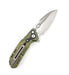 Custom Reate T6000 Frame Lock Flipper Knife 3.1" M390 Belt Satin Drop Point Bead Blasted Titanium Handles Zirconium OD Green Anodized