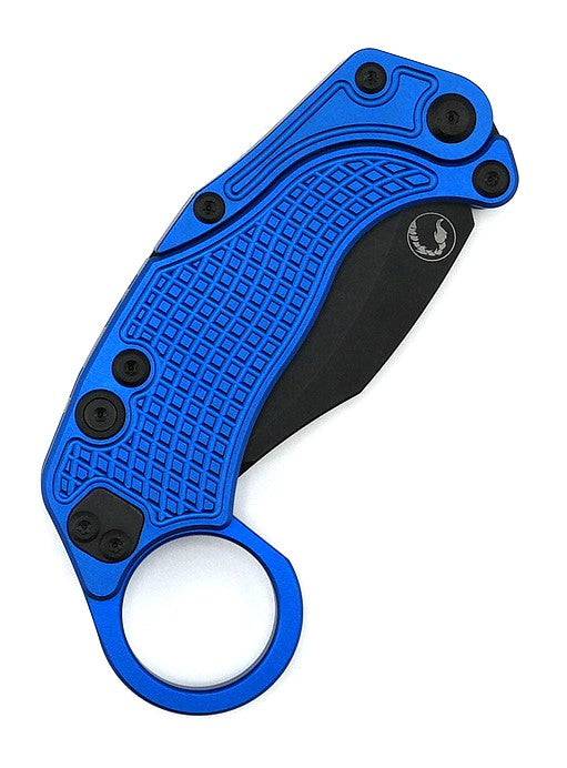 Reate Exo-K Karambit Gravity Knife Blue Aluminum (3.1" Black PVD)