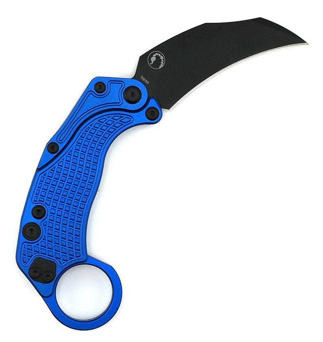 Reate Exo-K Karambit Gravity Knife Blue Aluminum (3.1" Black PVD)