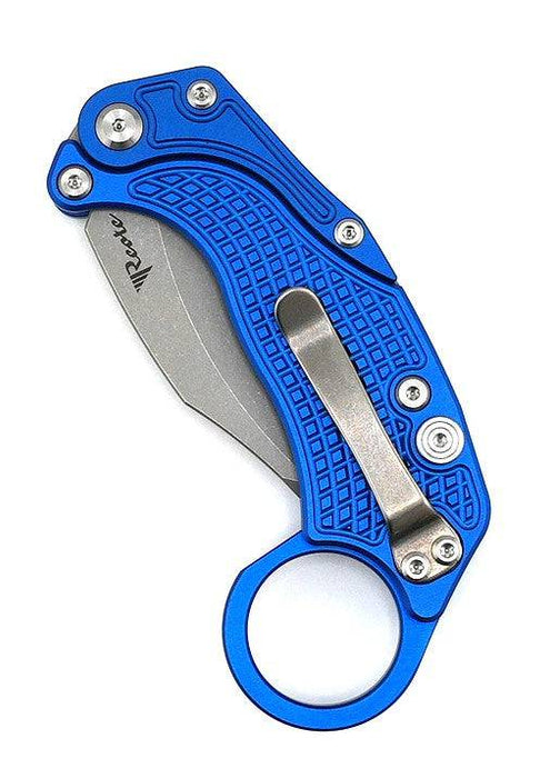 Reate Exo-K Karambit Gravity Knife Blue Aluminum (3.1" Stonewash)