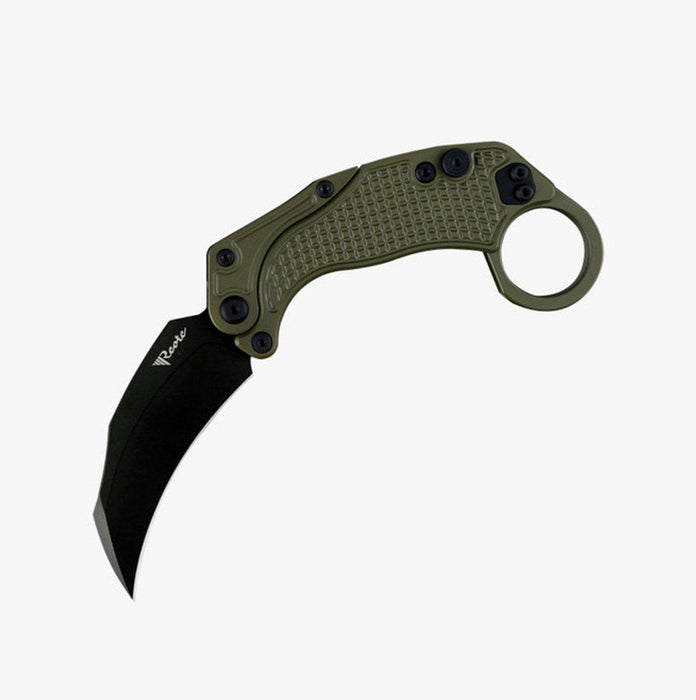 Reate Exo-K Karambit Gravity Knife Green Aluminum (3.1" Black PVD)