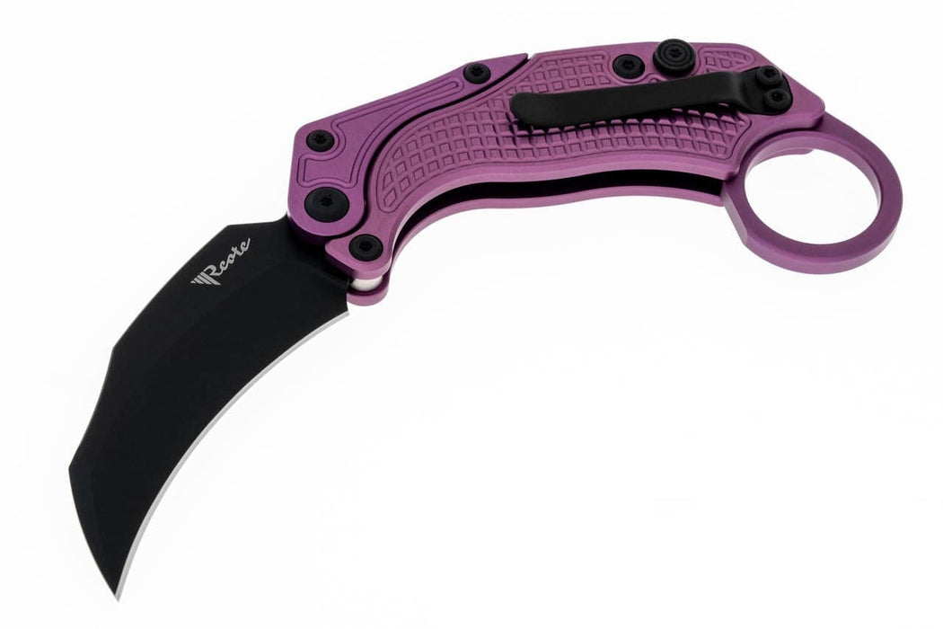 Reate Exo-K Karambit Gravity Knife Purple Aluminum (3.1" Black PVD)