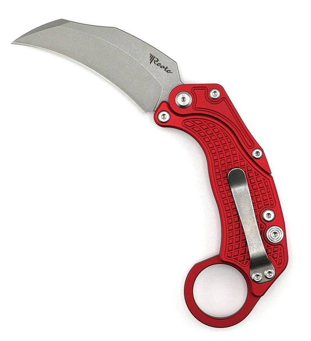 Reate Exo-K Karambit Gravity Knife Red Aluminum (3.1" Stonewash)