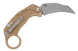 Reate Exo-K Karambit Gravity Knife Tan Aluminum (3.1" Stonewash)