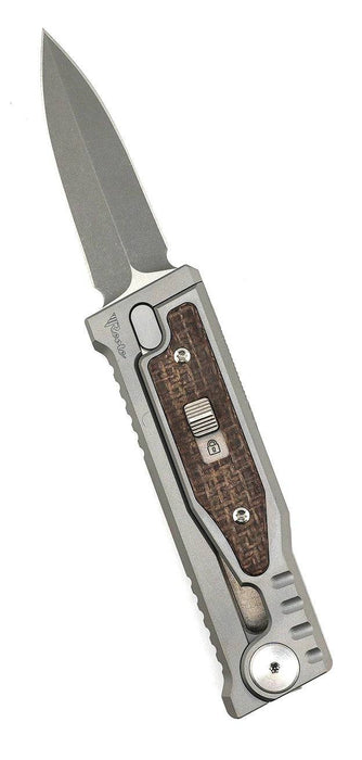 Reate EXO Mini Stonewash Double Edge Gravity Knife Titanium Burlap Micarta (3V)