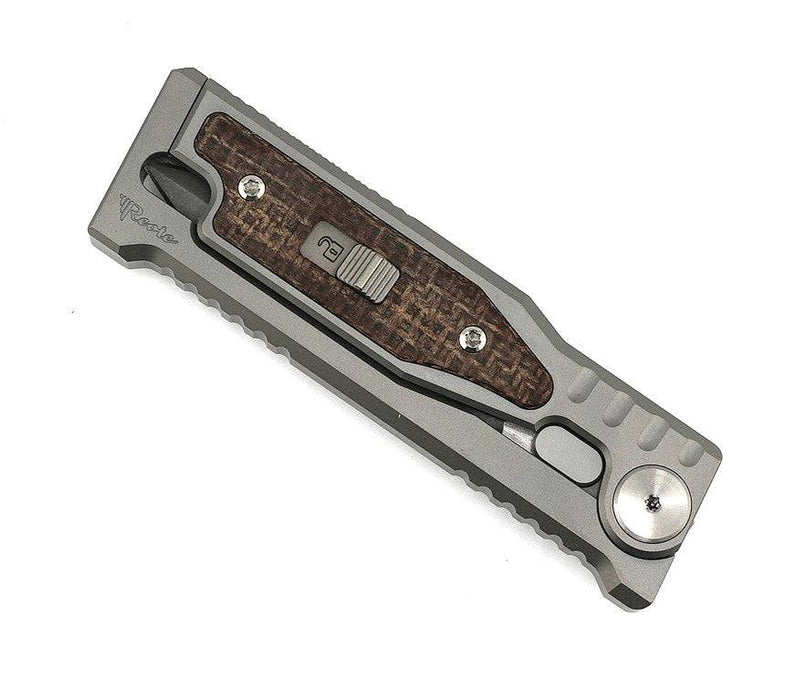 Reate EXO Mini Stonewash Double Edge Gravity Knife Titanium Burlap Micarta (3V)