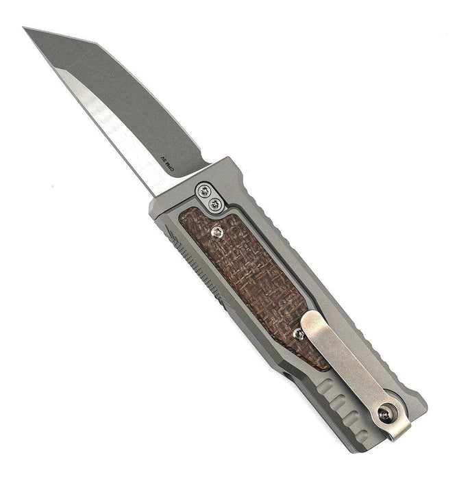 Reate EXO Mini Stonewash Tanto Gravity Knife Titanium Burlap Micarta (3V)