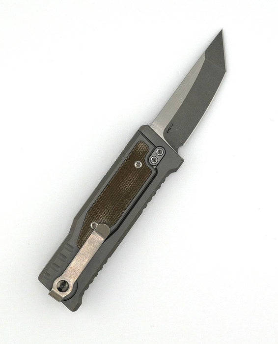 Reate EXO Mini Stonewash Tanto Gravity Knife Titanium Green Micarta (3V)