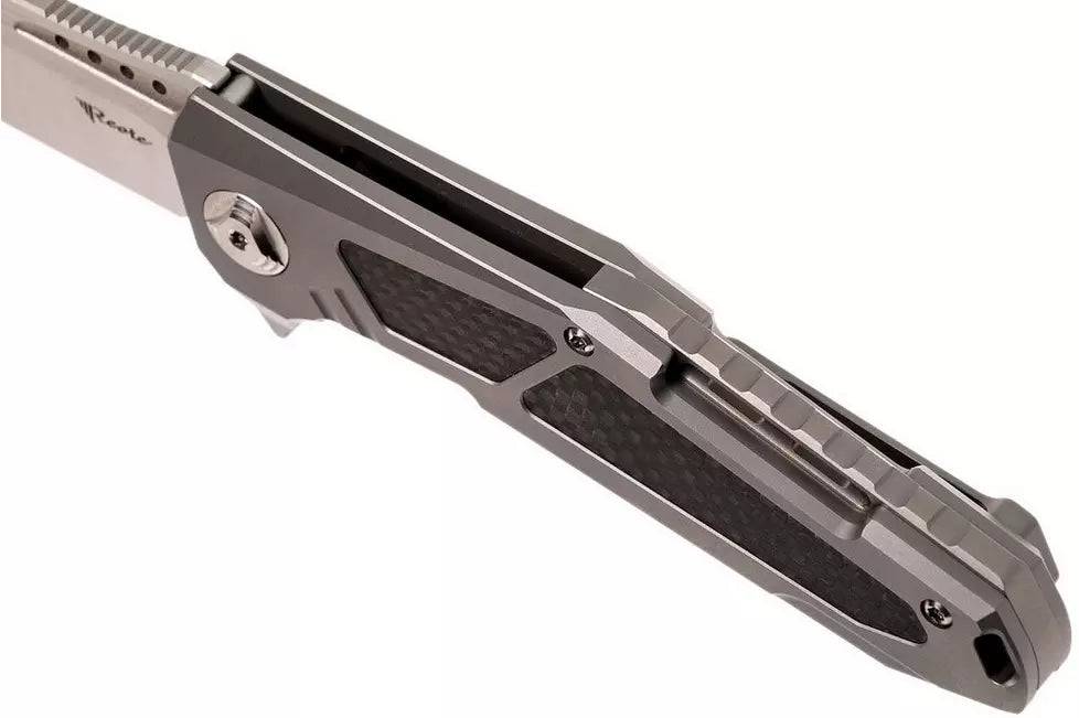 Reate K-3 Flipper 3.875" CTS-204P Drop Point Blade Titanium Handles with Carbon Fiber Inlays